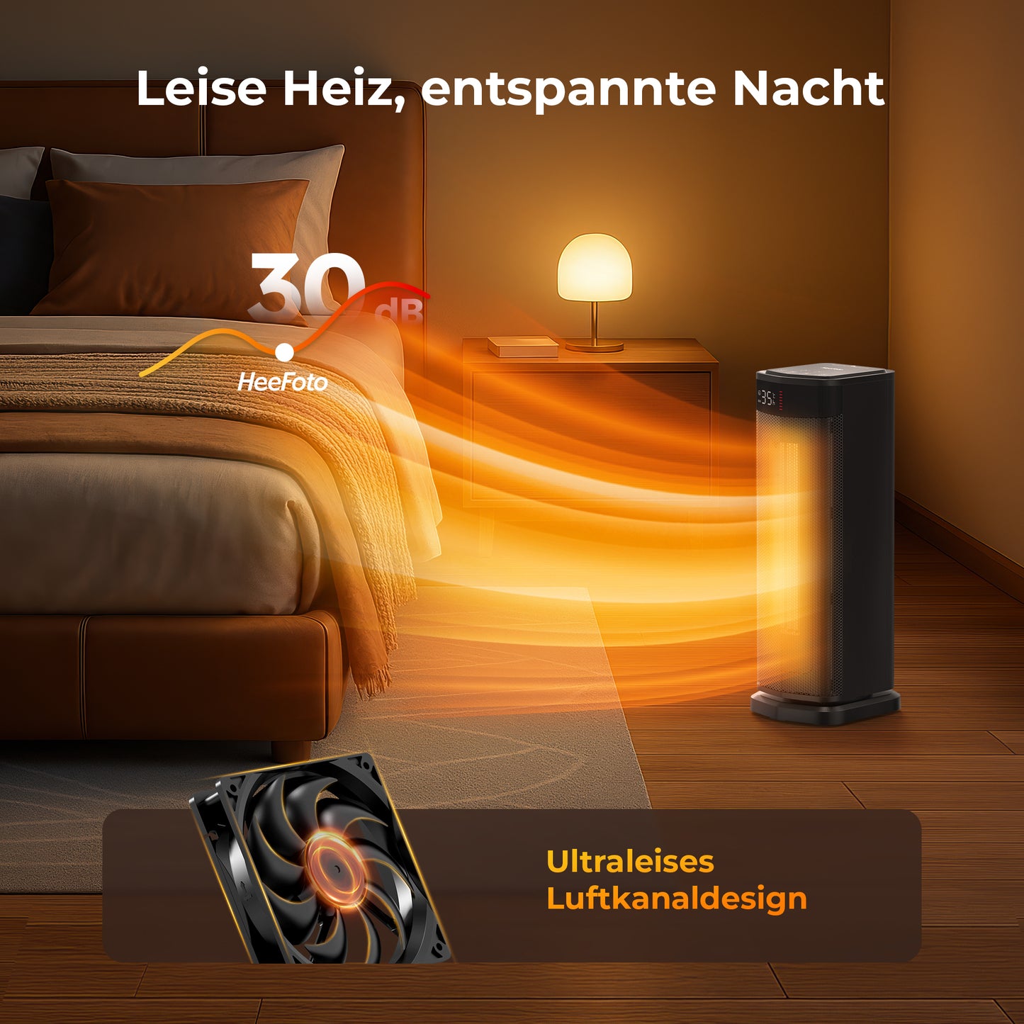 Heefoto ECO Heizlüfter 2000W – Energiesparend & Leise